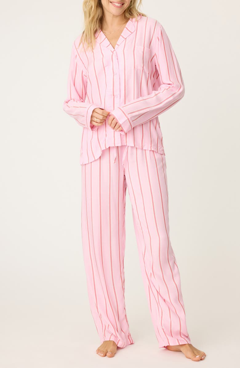 PJ Salvage Stripe Hype Pajamas & Head Wrap Set, Main, color,