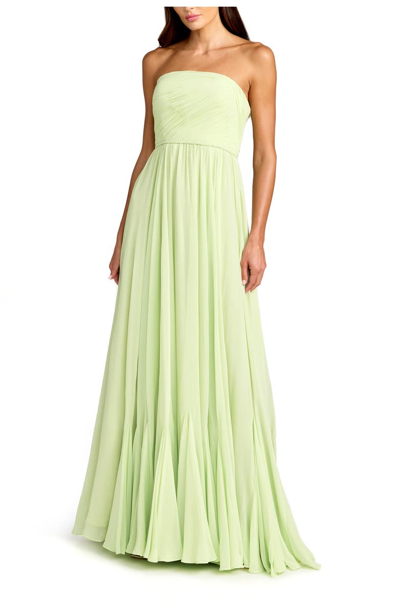 Mac Duggal Strapless Chiffon Gown With Braided Belt, Main, color, Mint