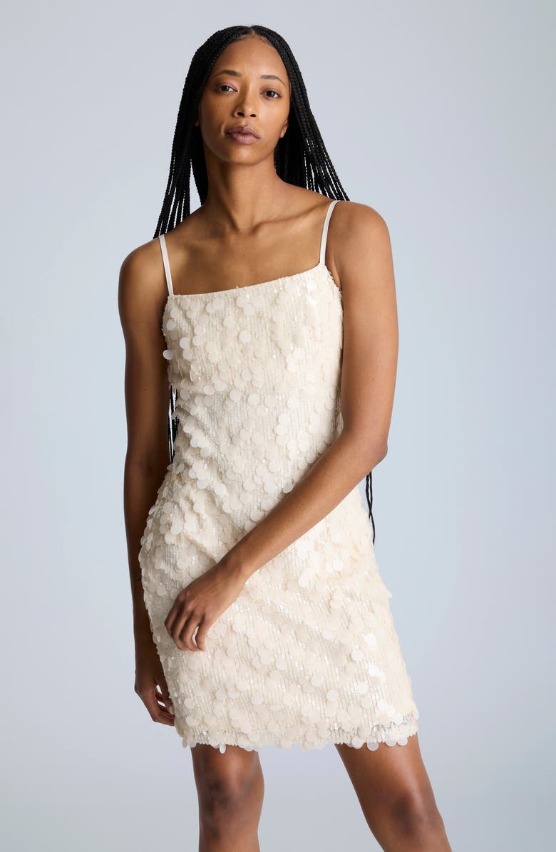 Kenneth Cole Sequin & Paillette Slipdress, Alternate, color, Oyster