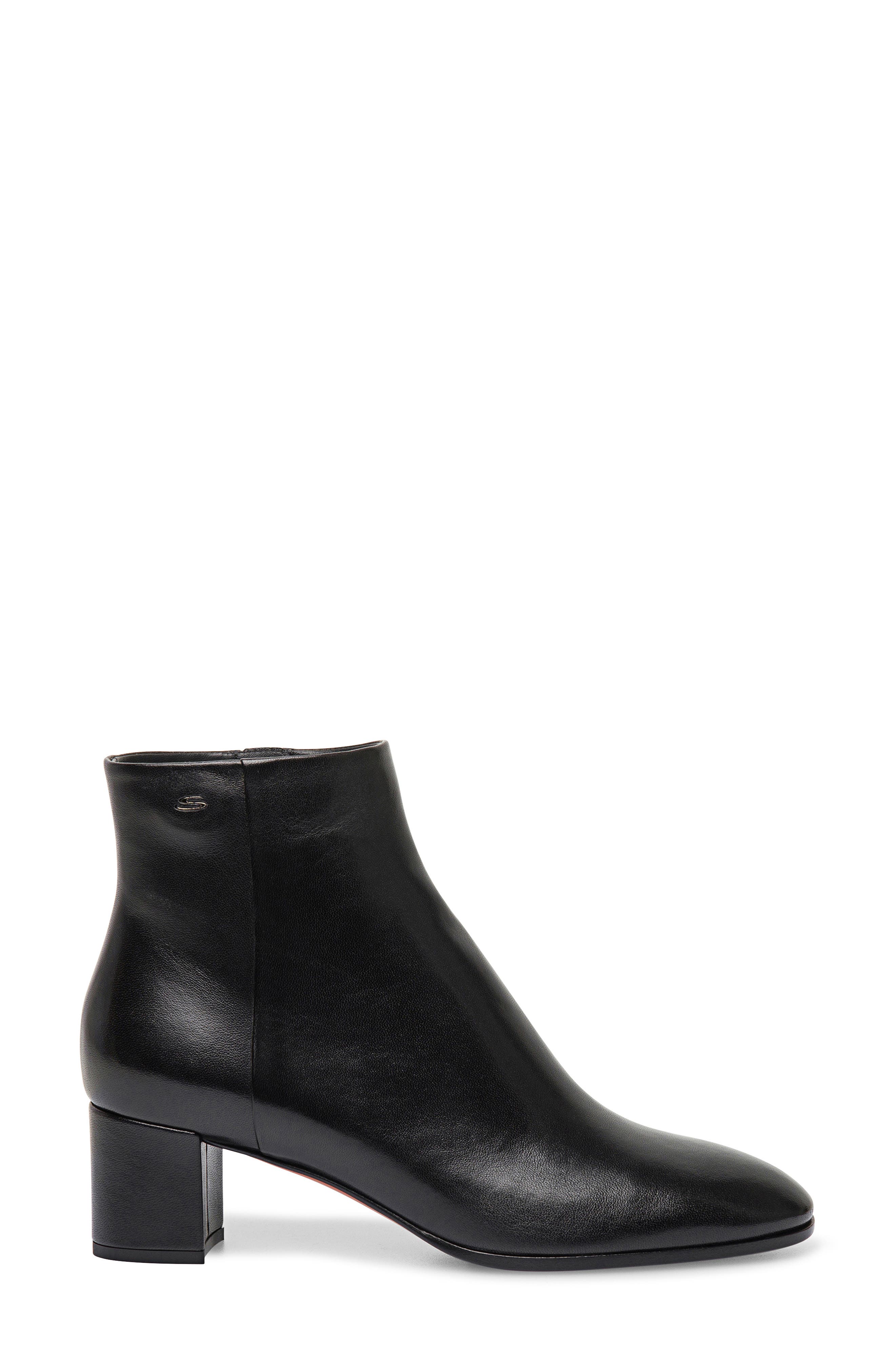 Women's leather mid-heel ankle boot, Alternate, color, BLACK-N01