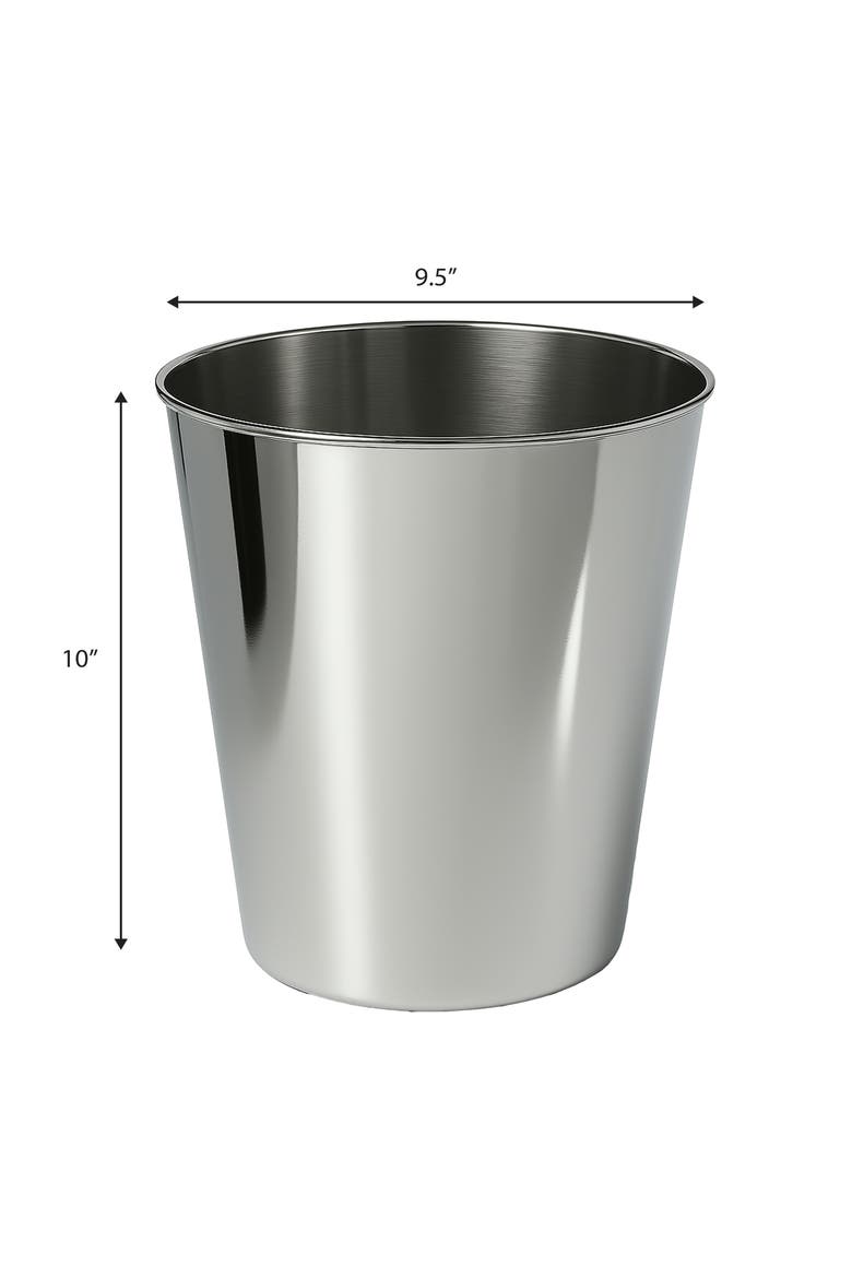 Nolan Modern Classic Smooth Steel 2 Gal Waste Bin, Alternate, color, Polished Steel