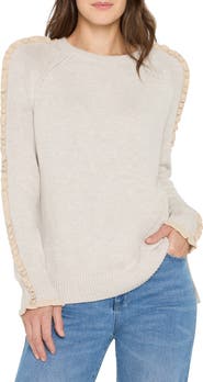 NIC+ZOE Ruffle Trim Cotton Blend Sweater
