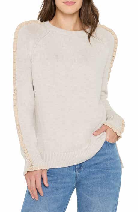 NIC+ZOE Ruffle Trim Cotton Blend Sweater