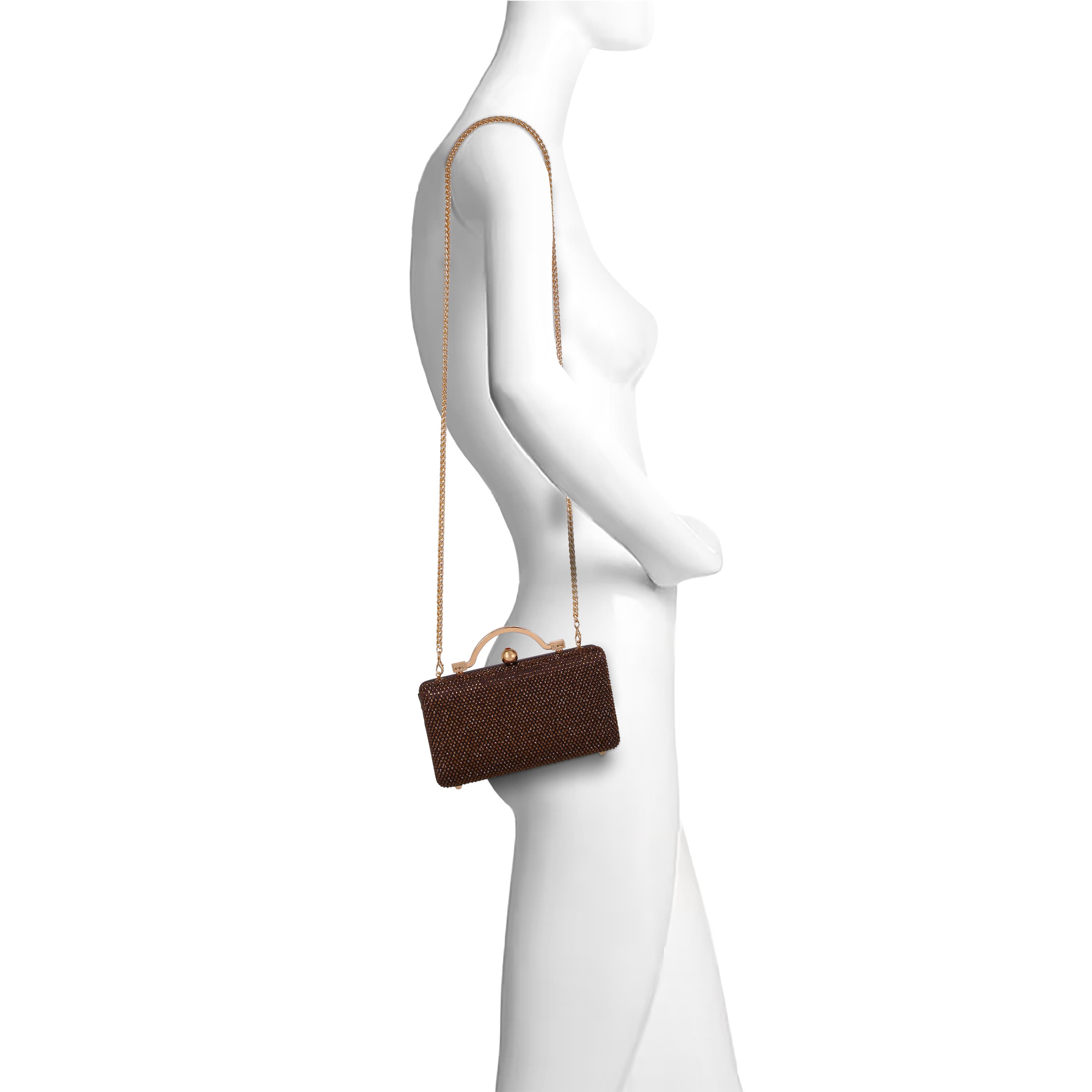 Jude Crystal Minaudiere with Outer Pocket, Alternate, color, Brown