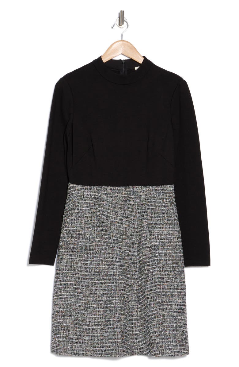 Eliza J Twofer Mock Neck Long Sleeve Dress, Alternate, color,