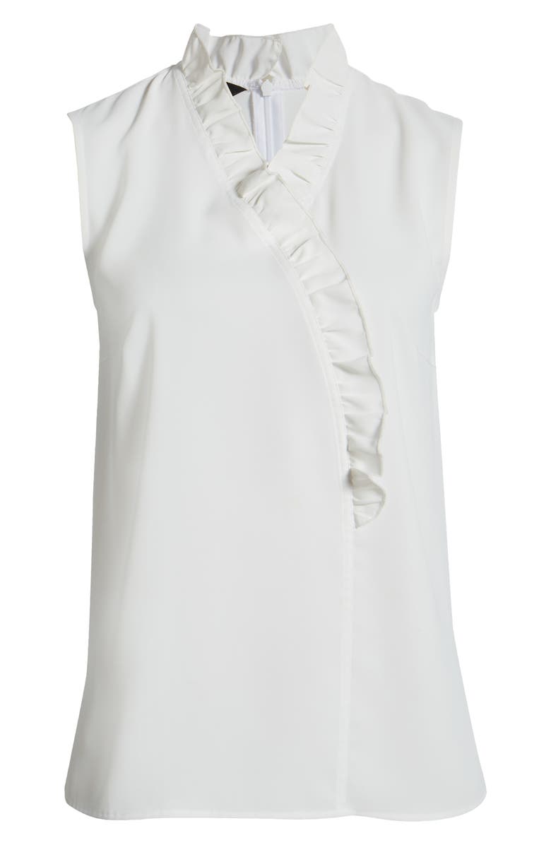 Ming Wang Ruffle Collar Sleeveless Crepe Blouse, Alternate, color, 