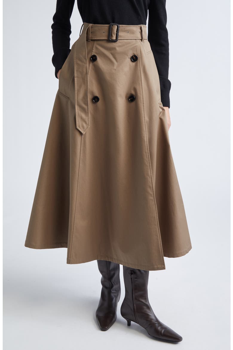 Brenda Cotton Gabardine Trench Skirt, Main, color, CLAY BROWN