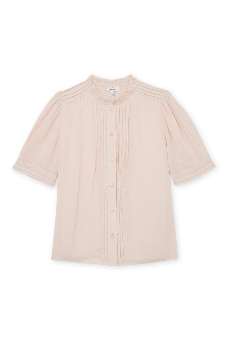 Aurelia Pintuck Pleat Cotton Gauze Button-Up Shirt, Alternate, color, PALE PINK
