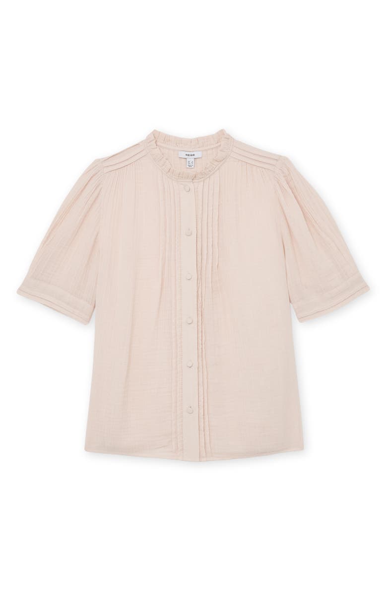 Reiss Aurelia Pintuck Pleat Cotton Gauze Button-Up Shirt, Alternate, color, Pale Pink