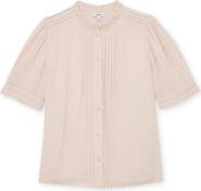 Reiss Aurelia Pintuck Pleat Cotton Gauze Button-Up Shirt