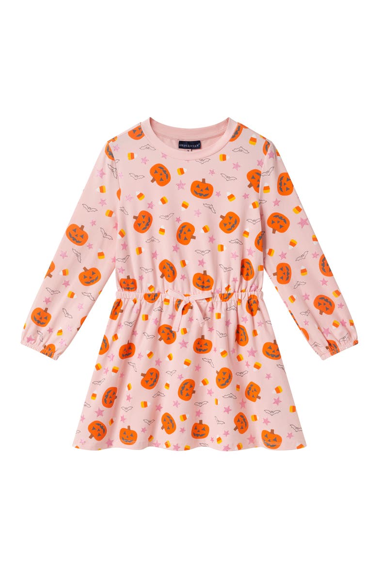 Kids' Long Sleeve Dress, Main, color, PINK PUMPKIN