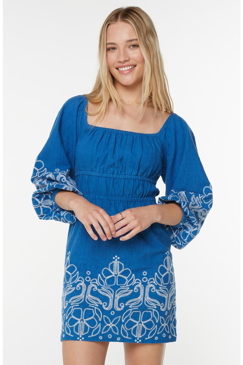 Under the Palms Embroidered Minidress, Alternate, color, STAR SAPPHIRE EMBROIDERED