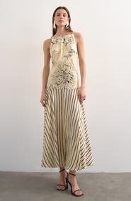 Topshop Beaded Strap Mixed Print Maxi Dress