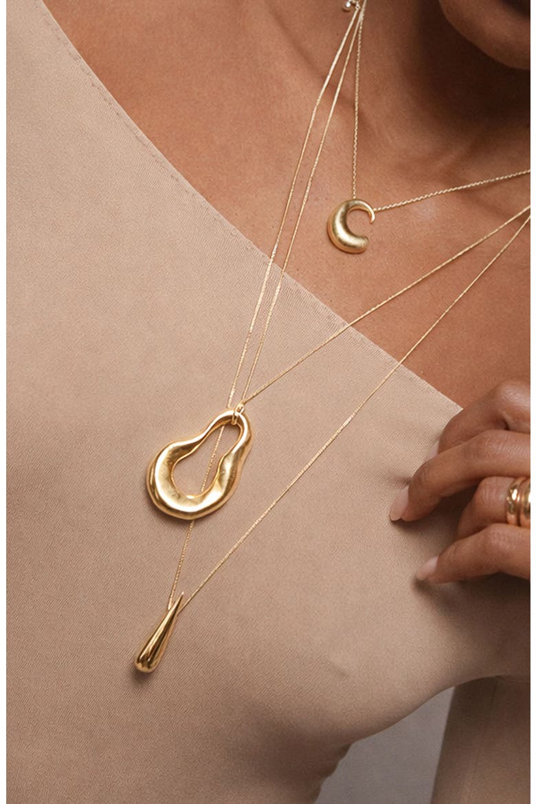 Eos Teardrop Necklace, Alternate, color, Gold