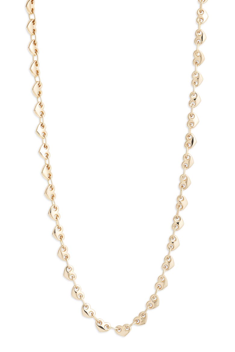 14K Gold Small Puffed Mariner Heart Link Chain Necklace, Main, color, YELLOW GOLD