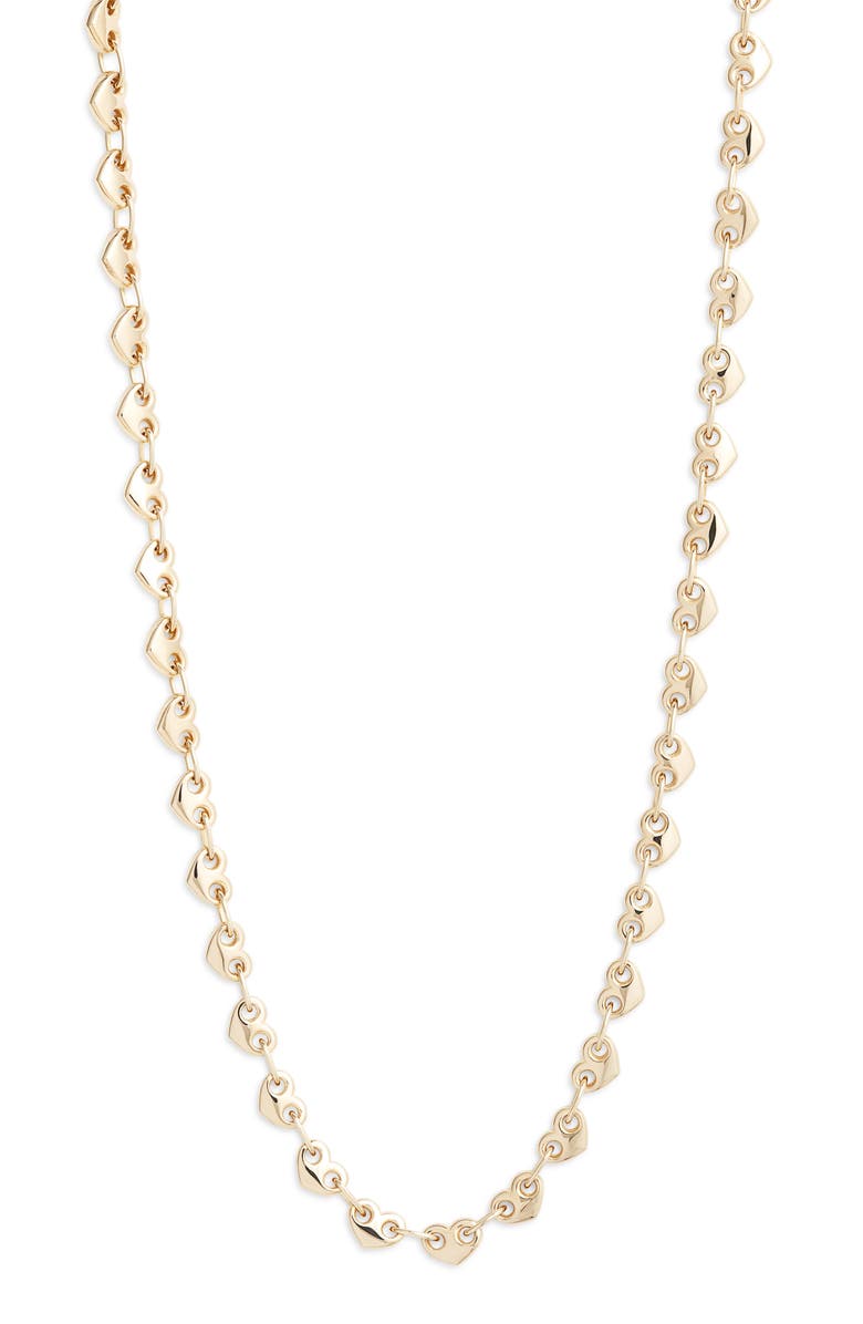 Zoë Chicco 14K Gold Small Puffed Mariner Heart Link Chain Necklace, Main, color,
