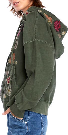 Camp Peace Floral Embroidered Hoodie