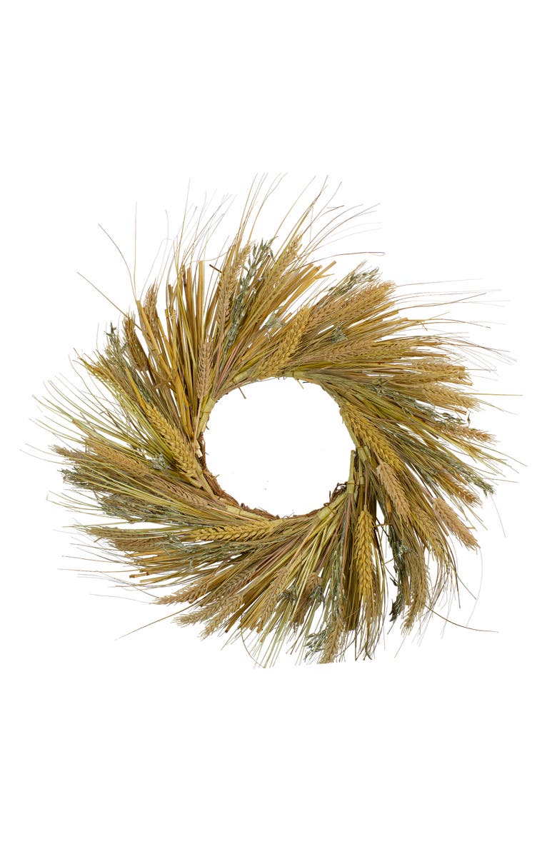 Northlight Wheat and Straw Artificial Fall Harvest Wreath - 22", Main, color, 