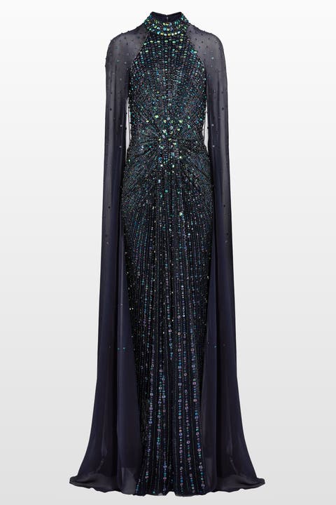 Thea Embellished Cape Maxi Dress