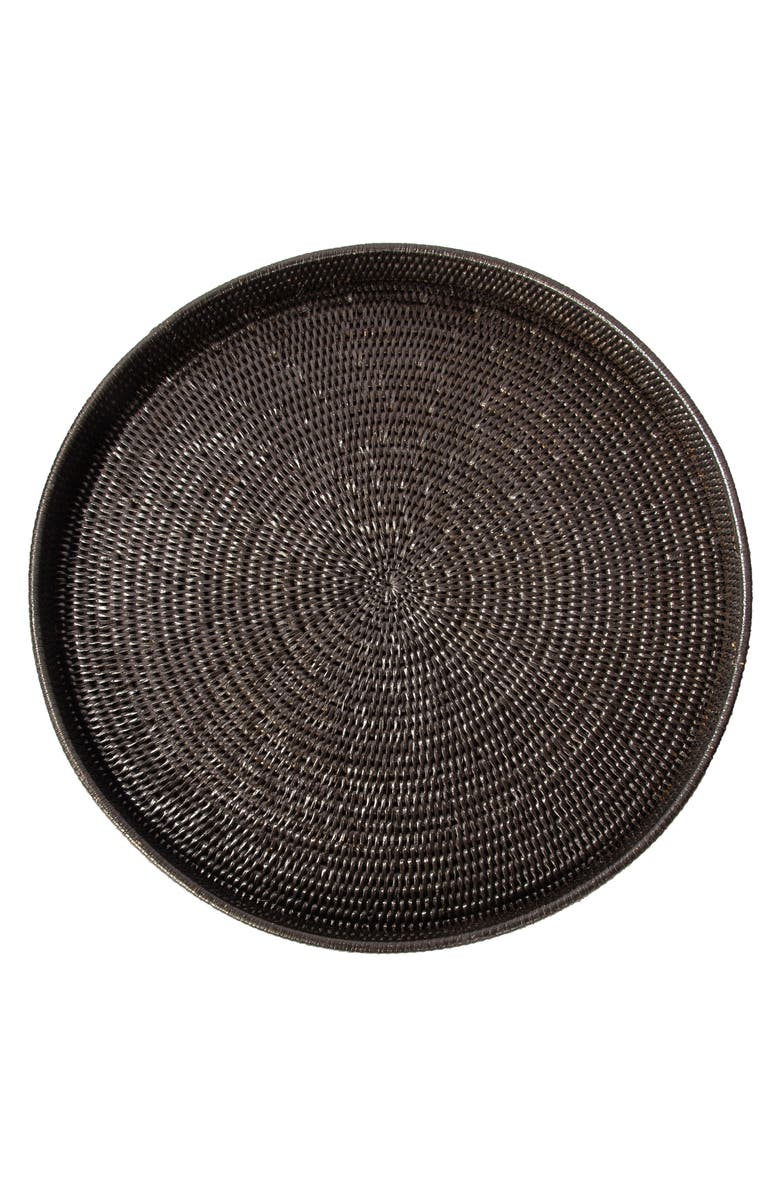 Artifacts Trading Company<sup>™</sup> Artifacts Rattan Round Serving / Ottoman Tray, Main, color, Tudor Black