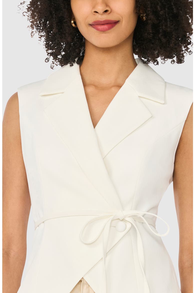 Notch Collar Sleeveless Tie Waist Top, Alternate, color, EGRET