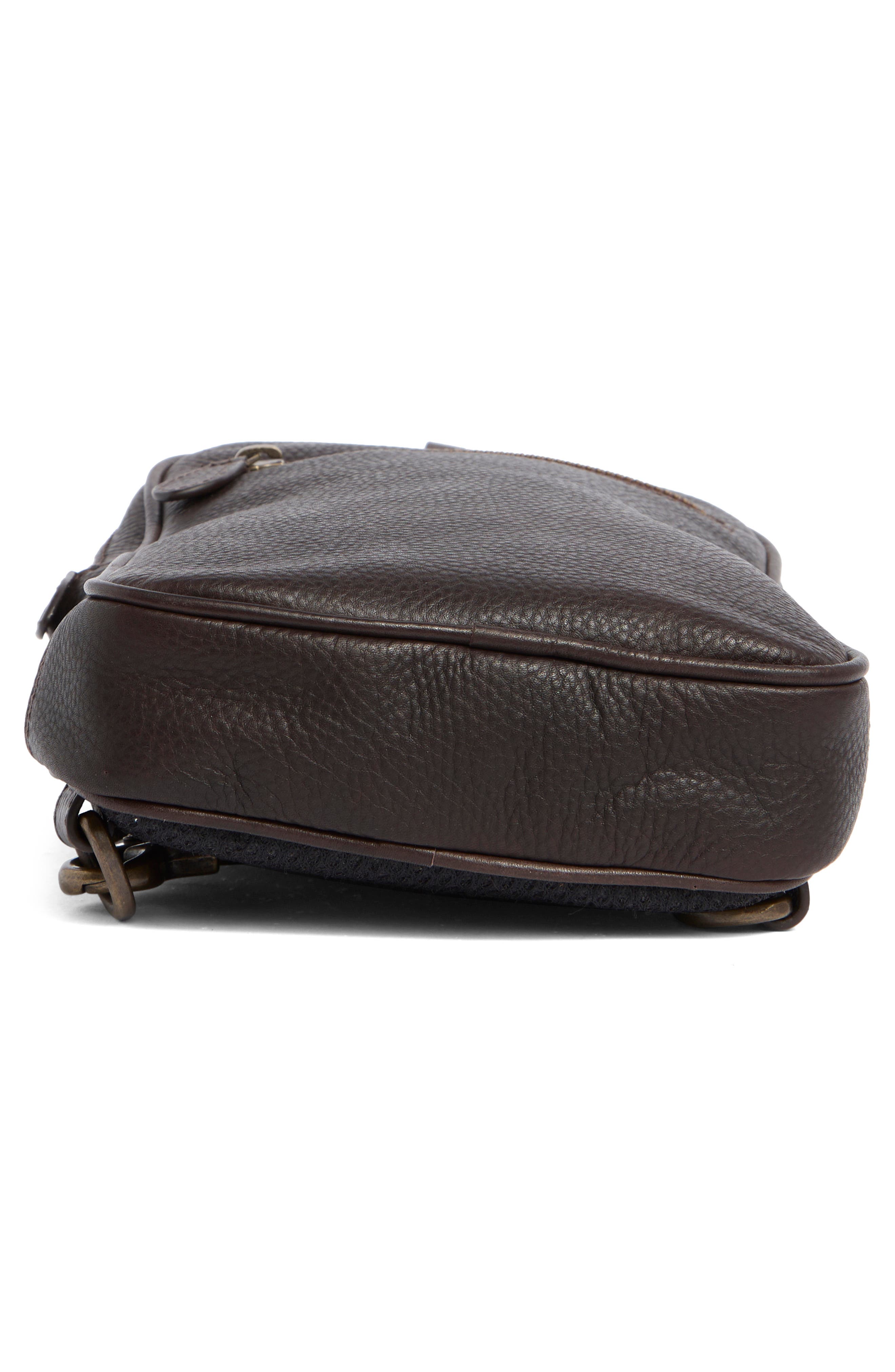 Johnston & Murphy Pebbled Leather Sling Bag, Alternate, color, Dark Brown