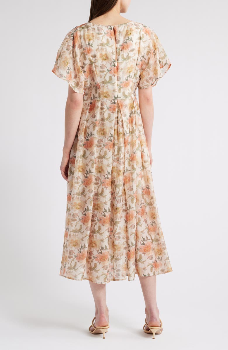 Mila Mae Floral Dolman Sleeve Midi Dress, Alternate, color, Peach Floral