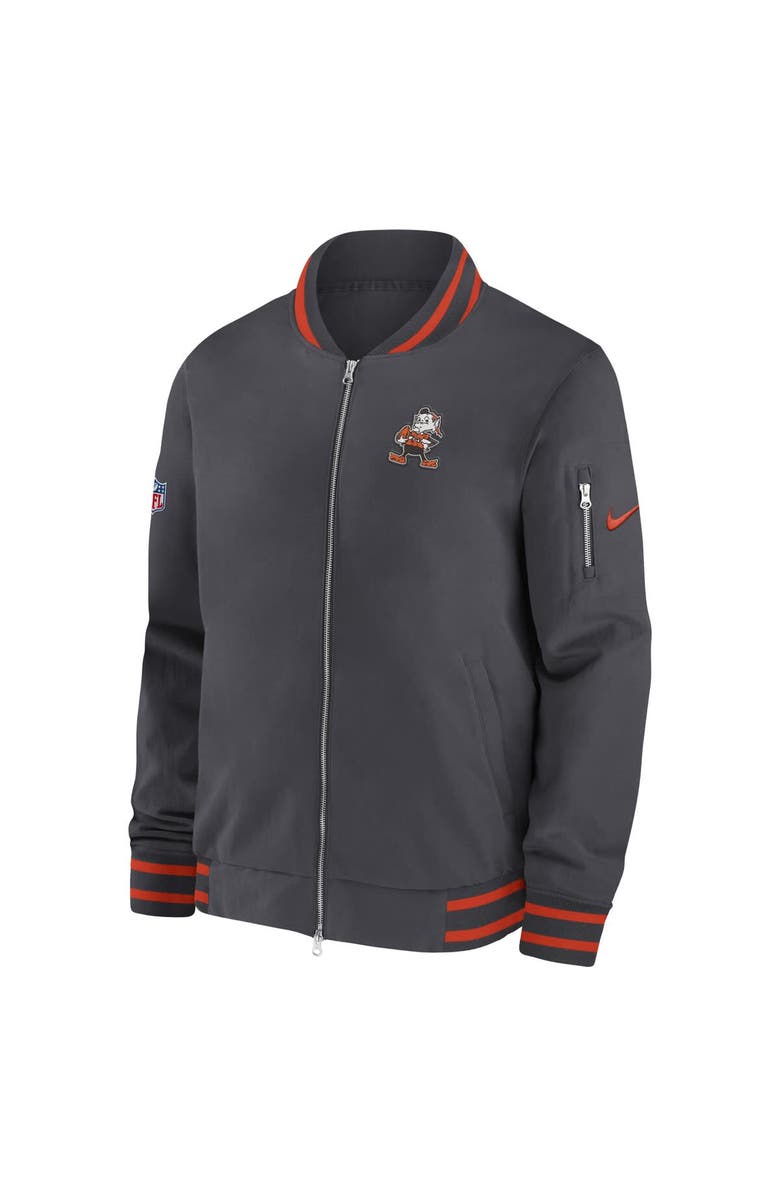 Nike Men's Nike  Anthracite Cleveland Browns Coach Full-Zip Bomber Jacket, Alternate, color, 