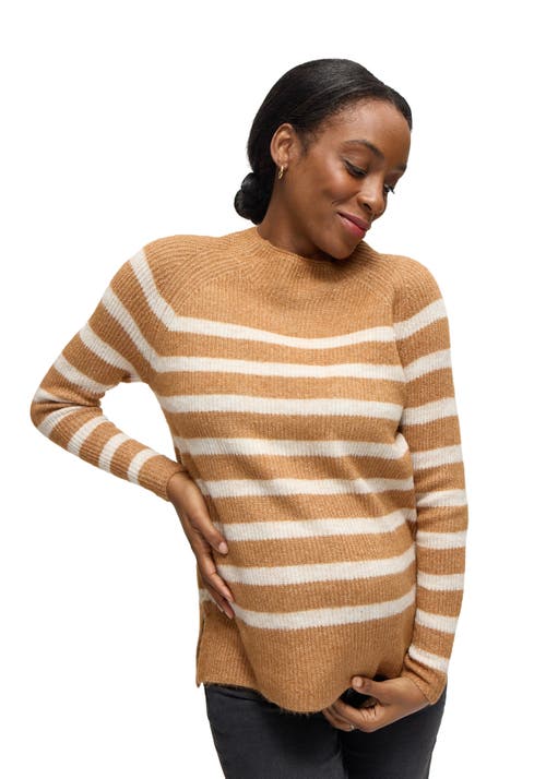 Ingrid & Isabel Raglan Maternity Mock Neck Sweater In Brown