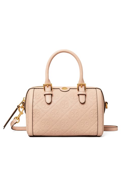 Petite T Monogram Leather Barrel Bag