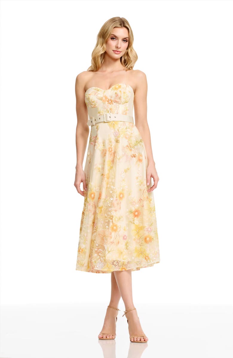 Dress the Population Mabel Strapless Floral Party Dress, Alternate, color,