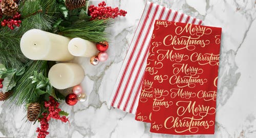 C & F Home C&f Home Glistening Gold Printed Kitchen Towel Set Of 3 In Red