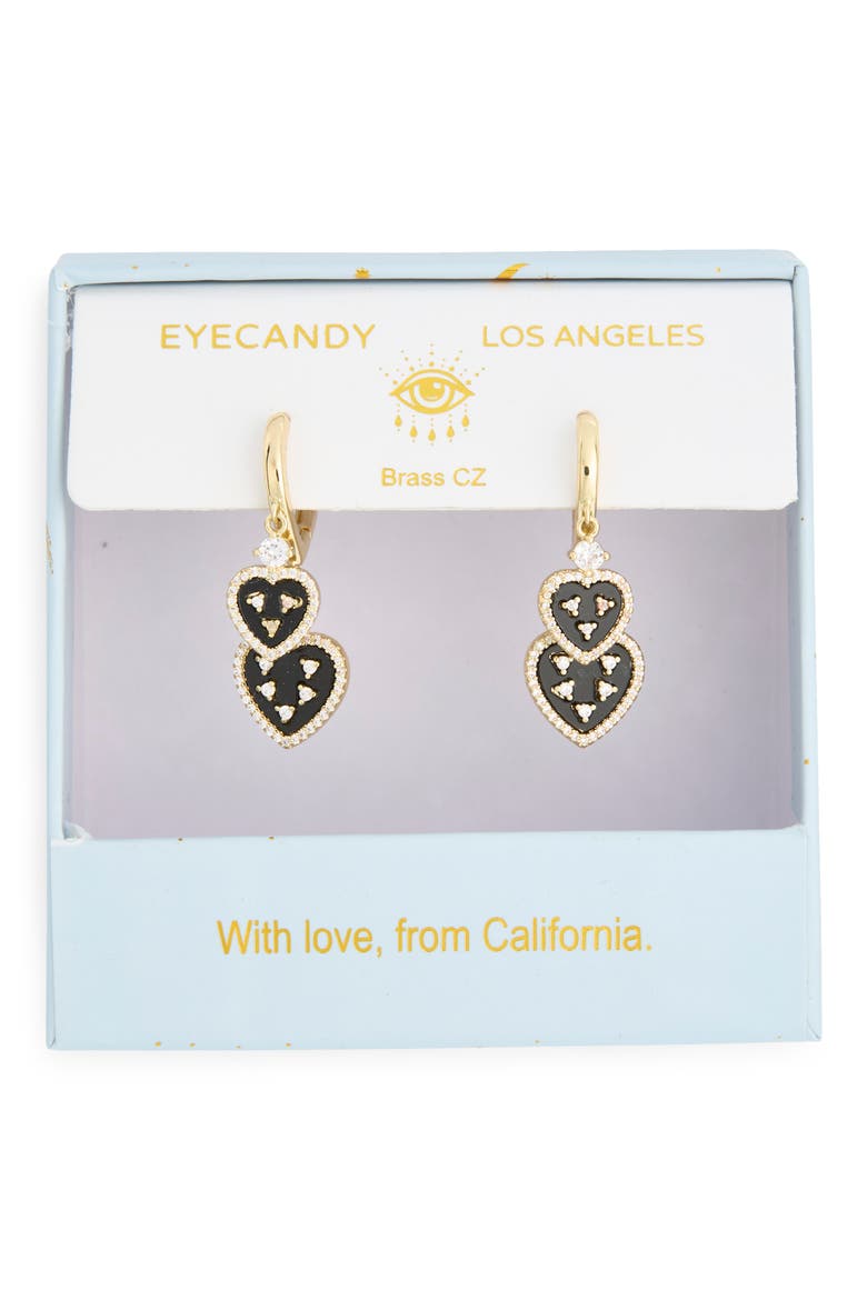 Sabrina Heart Charm Drop Earrings, Alternate, color, GOLD