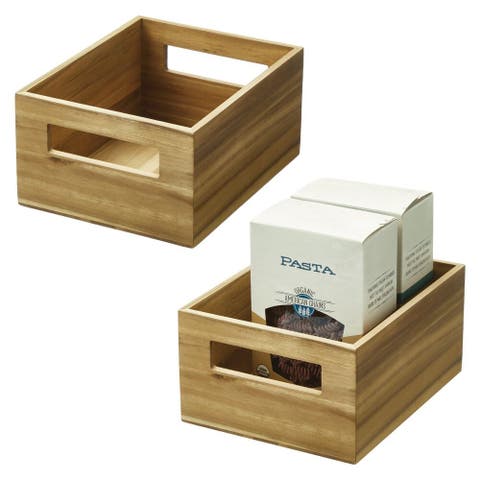 Acacia Wood Pantry Storage Bin with Handles