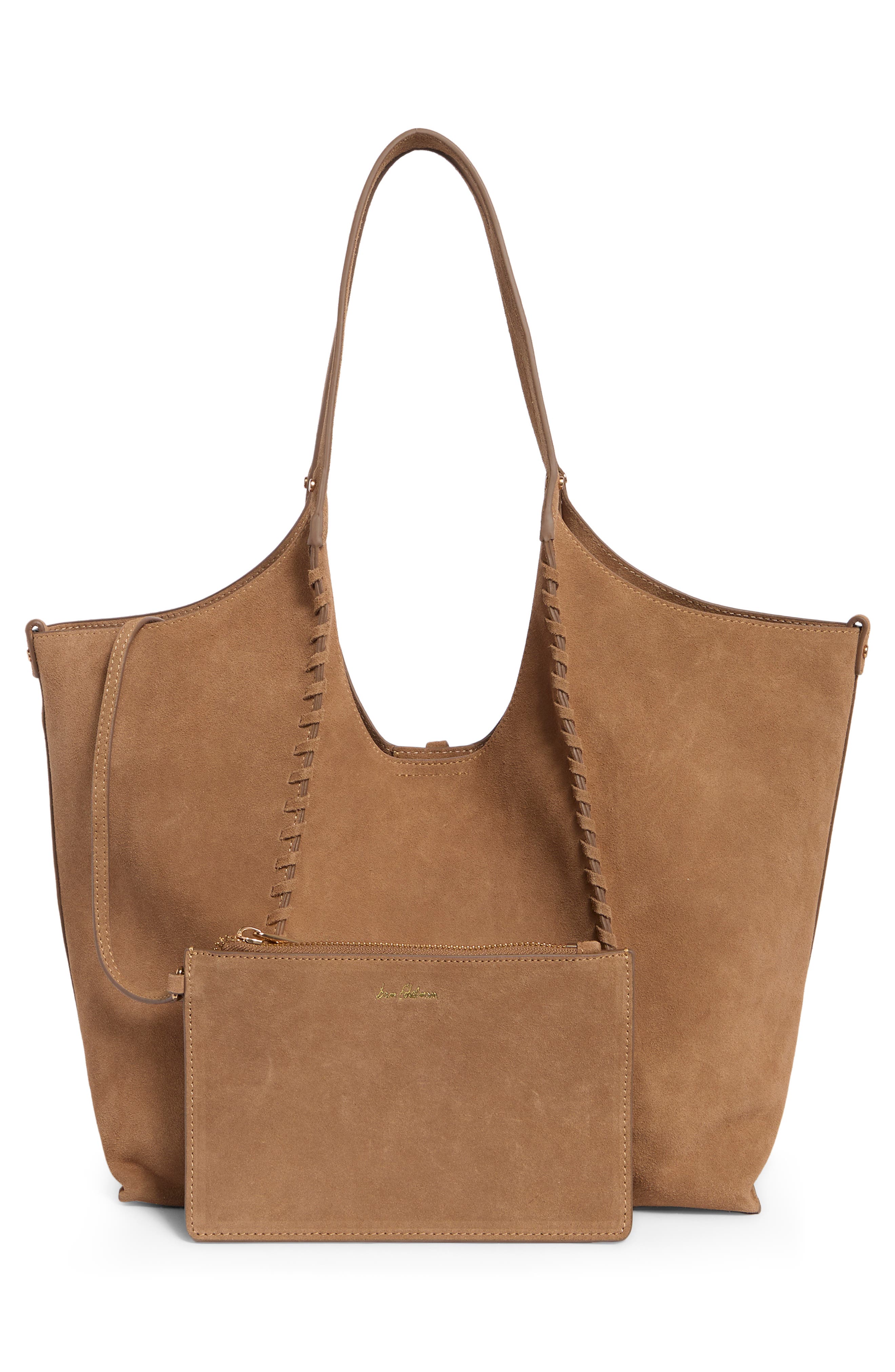 Sylvia Whipstitch Medium Suede Hobo Bag, Alternate, color, TAN