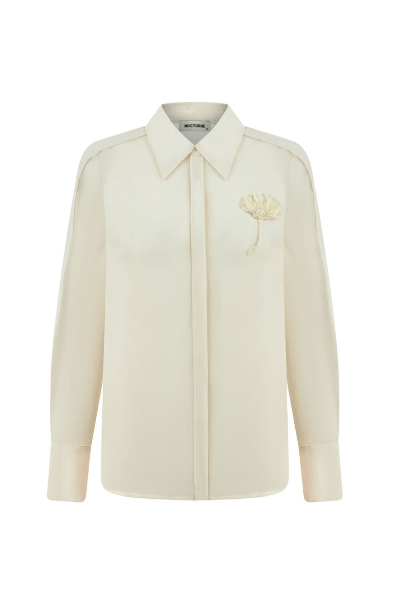 Nocturne Sheer Floral-Embroidered Shirt, Alternate, color,