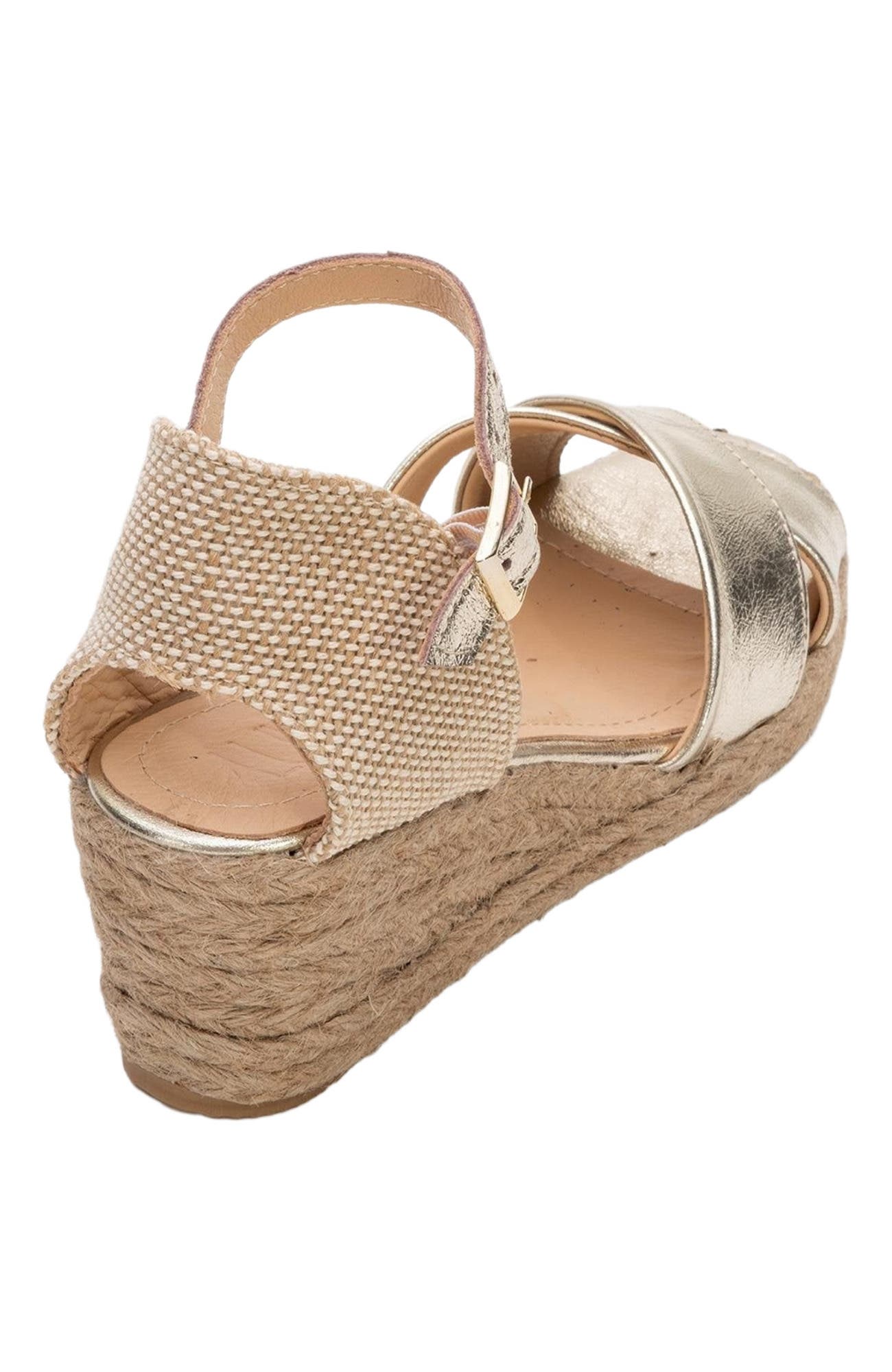 Forever 
Always Shoes Miria Leather Platform Espadrille, Alternate, color, Gold Leather