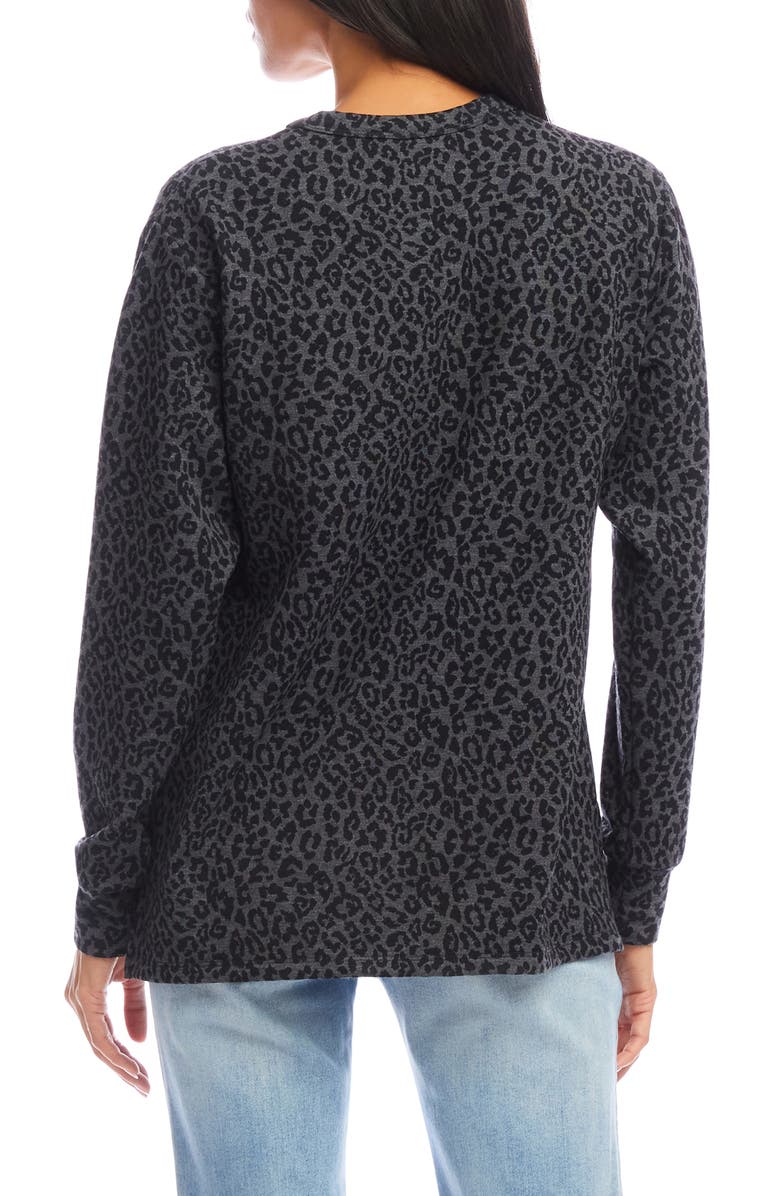 Karen Kane Leopard Print V-Neck Sweatshirt, Alternate, color, 