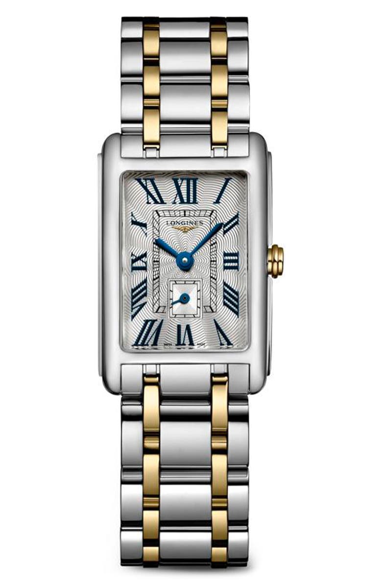 Longines DolceVita Tank Bracelet Watch, 20.8mm x 32mm, Main, color, Silver