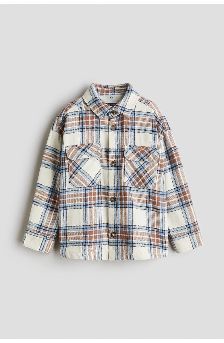 H&M Oversized Shirt, Alternate, color, Light Brown/Plaid