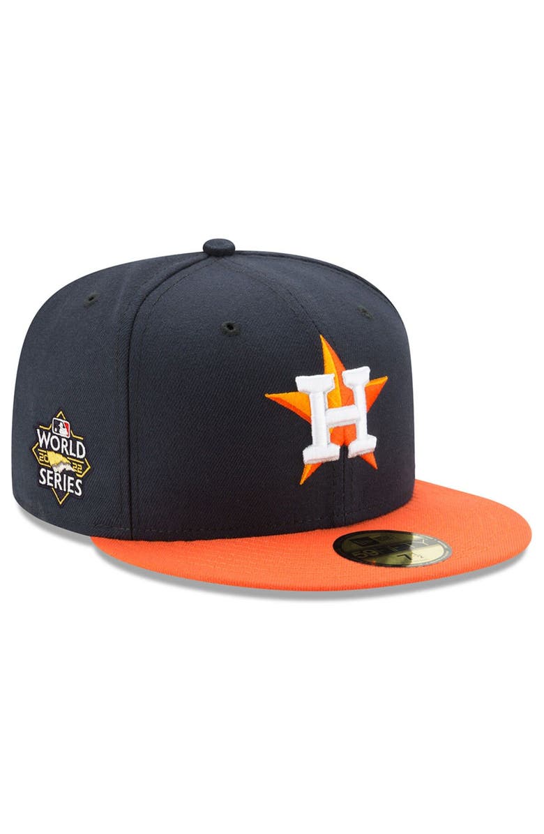 New Era Men's New Era Navy/Orange Houston Astros 2022 World Series Side Patch 59FIFTY Fitted Hat, Main, color, 