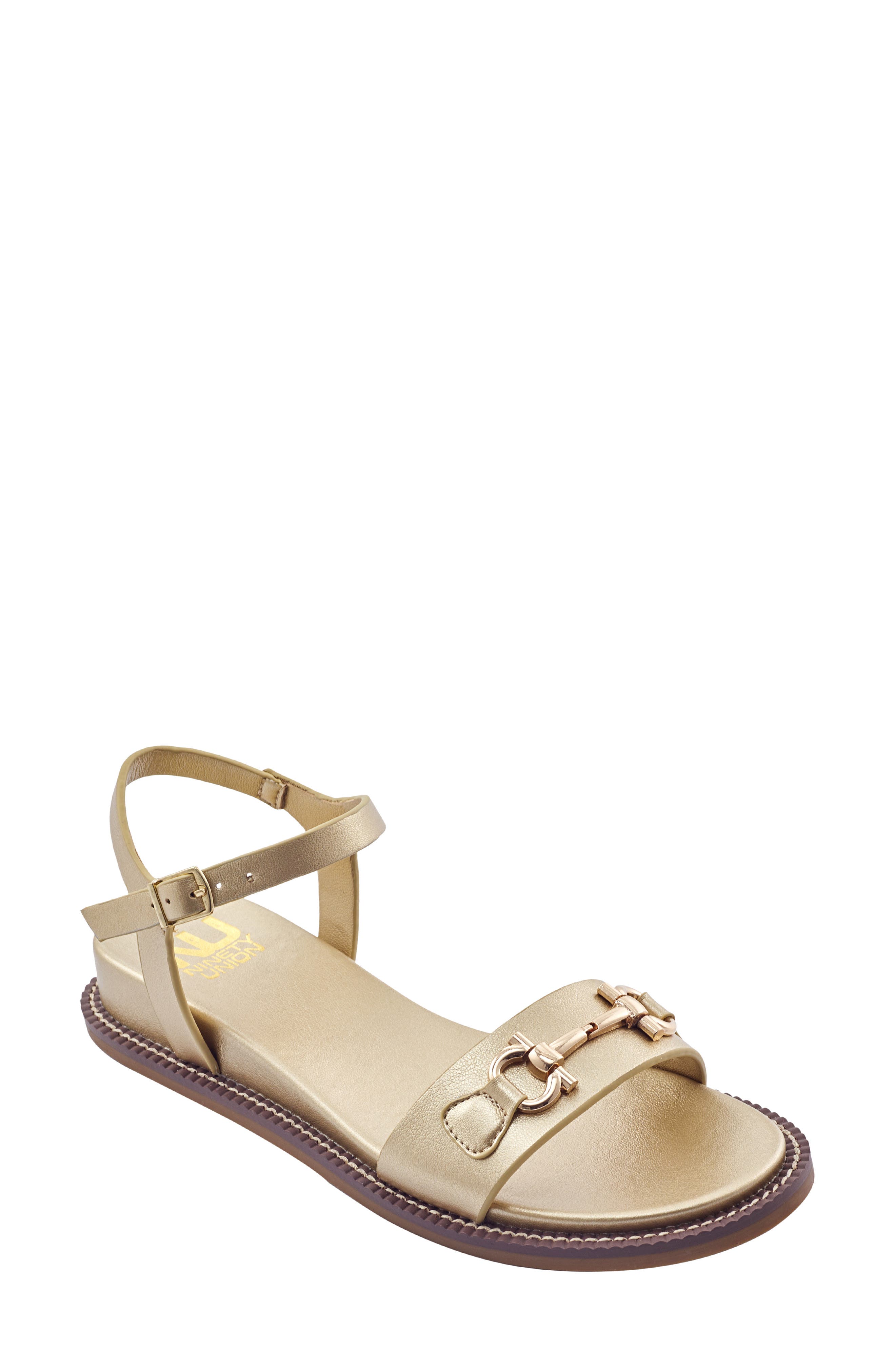Madison Ankle Strap Flat Sandal, Main, color, GOLD