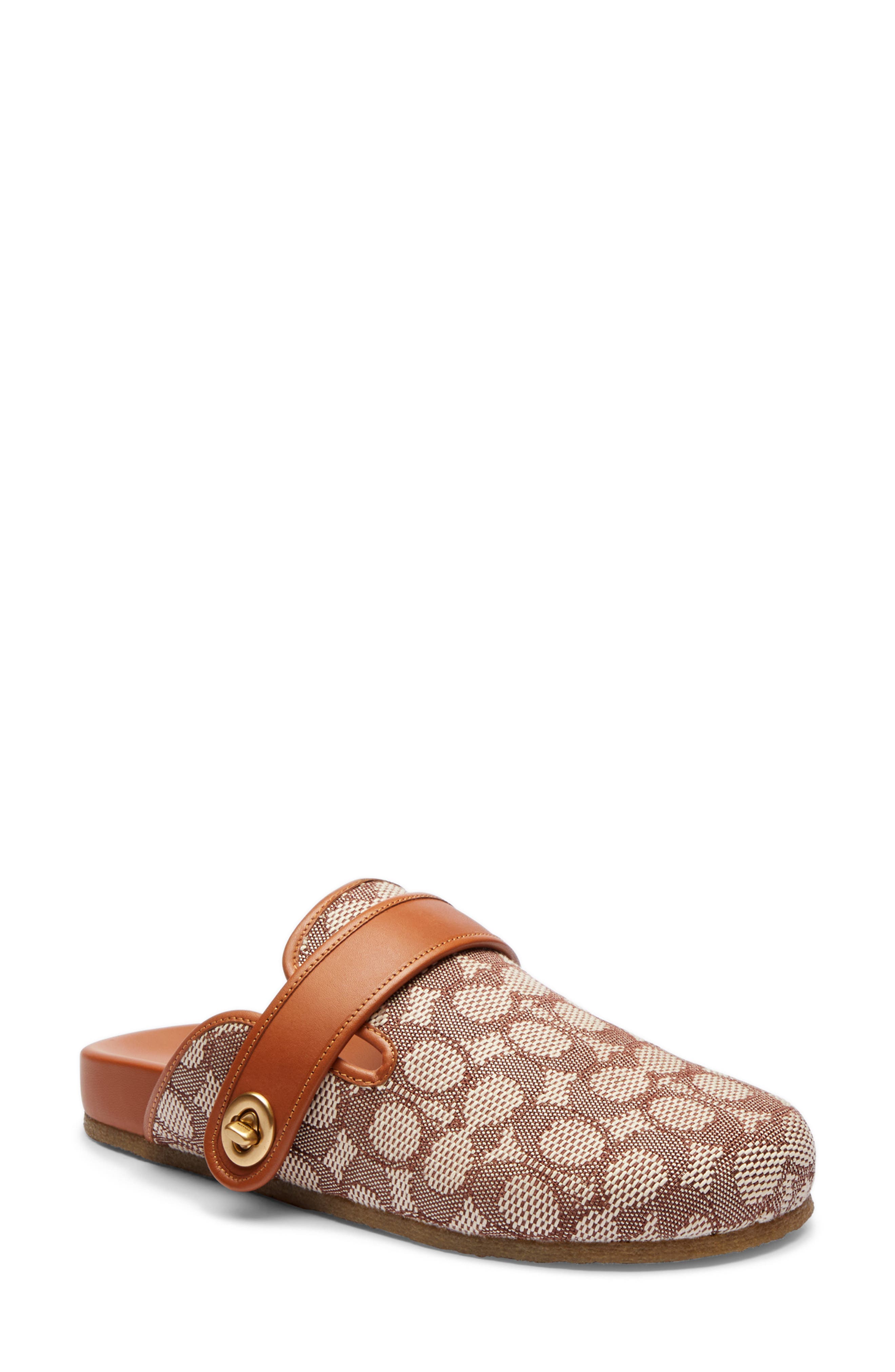 COACH Blake Studded Suede Clog, Main, color, Cocoa/ Burnished Amber