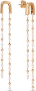 Ettika Imitation Pearl Linear Drop Earrings