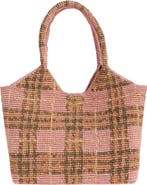 Burberry Small Margate Check Raffia Tote