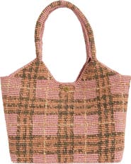 Burberry Small Margate Check Raffia Tote