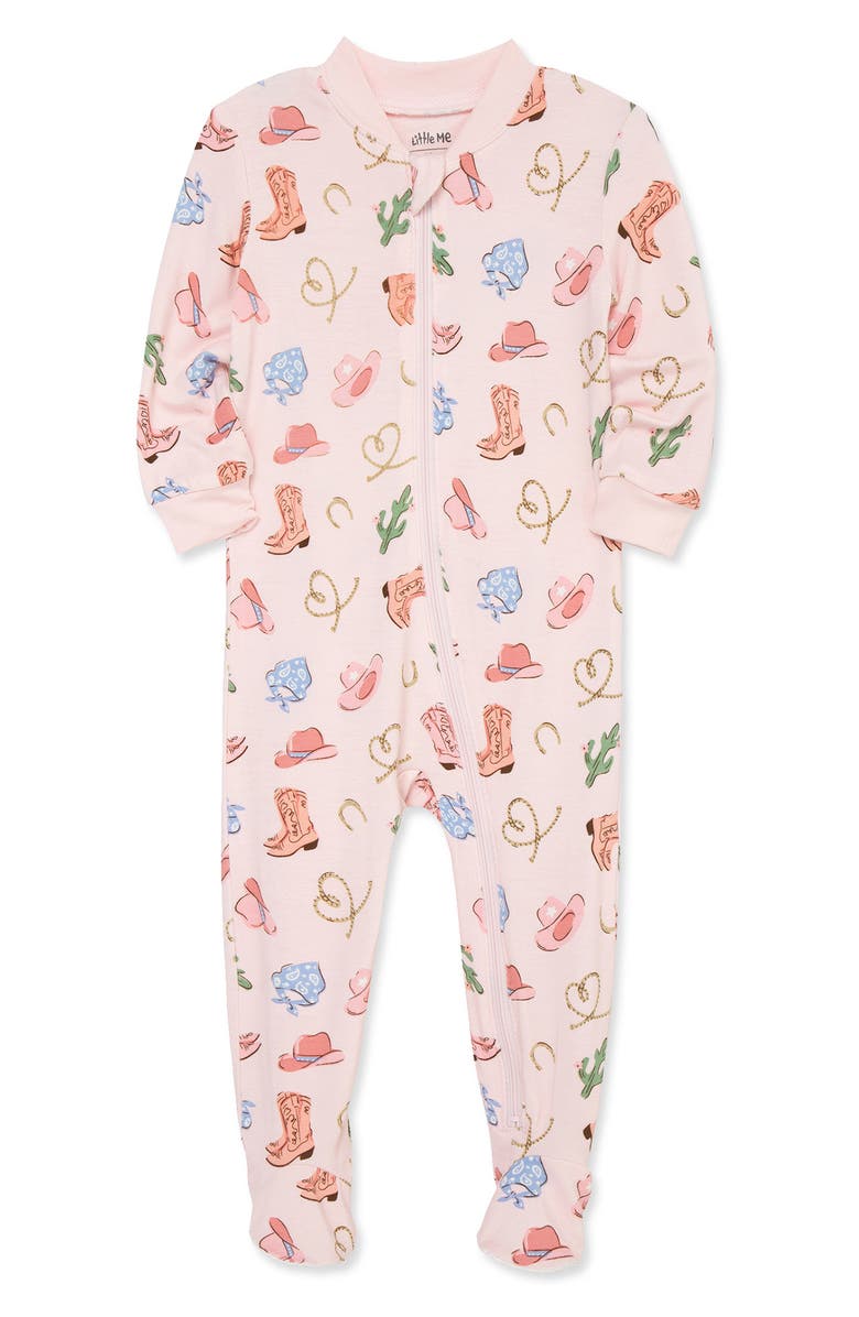 Little Me Cowgirl Stretch Viscose One-Piece Footed Pajamas, Alternate, color, 