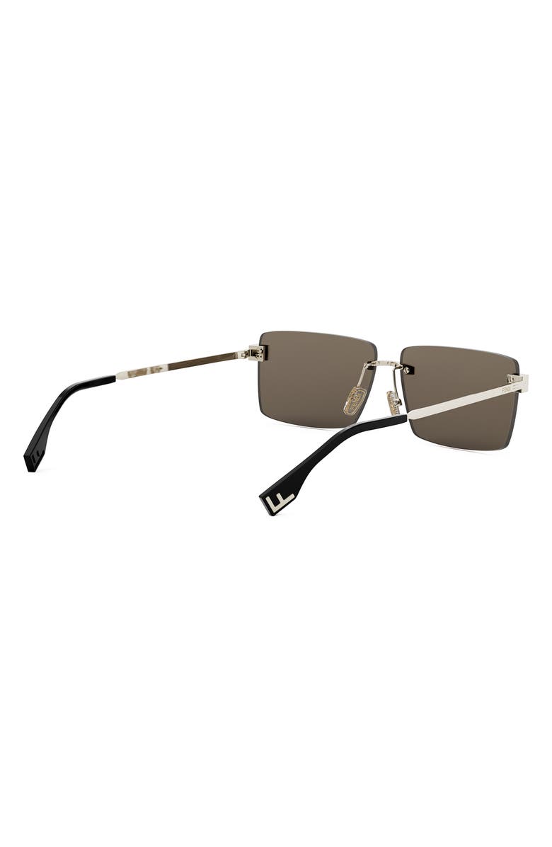 Fendi Sky Rimless Rectangular Sunglasses, Alternate, color, Gold / Brown
