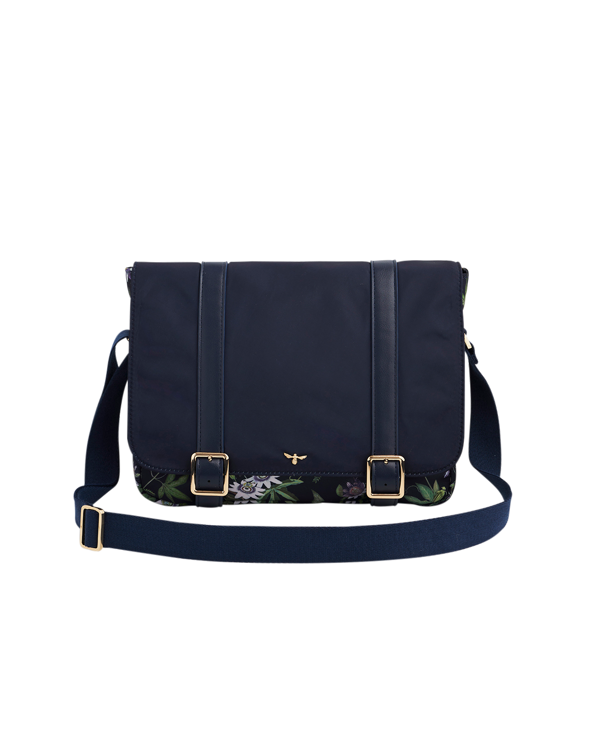 Fable England Passion Flower Satchel, Main, color, Navy