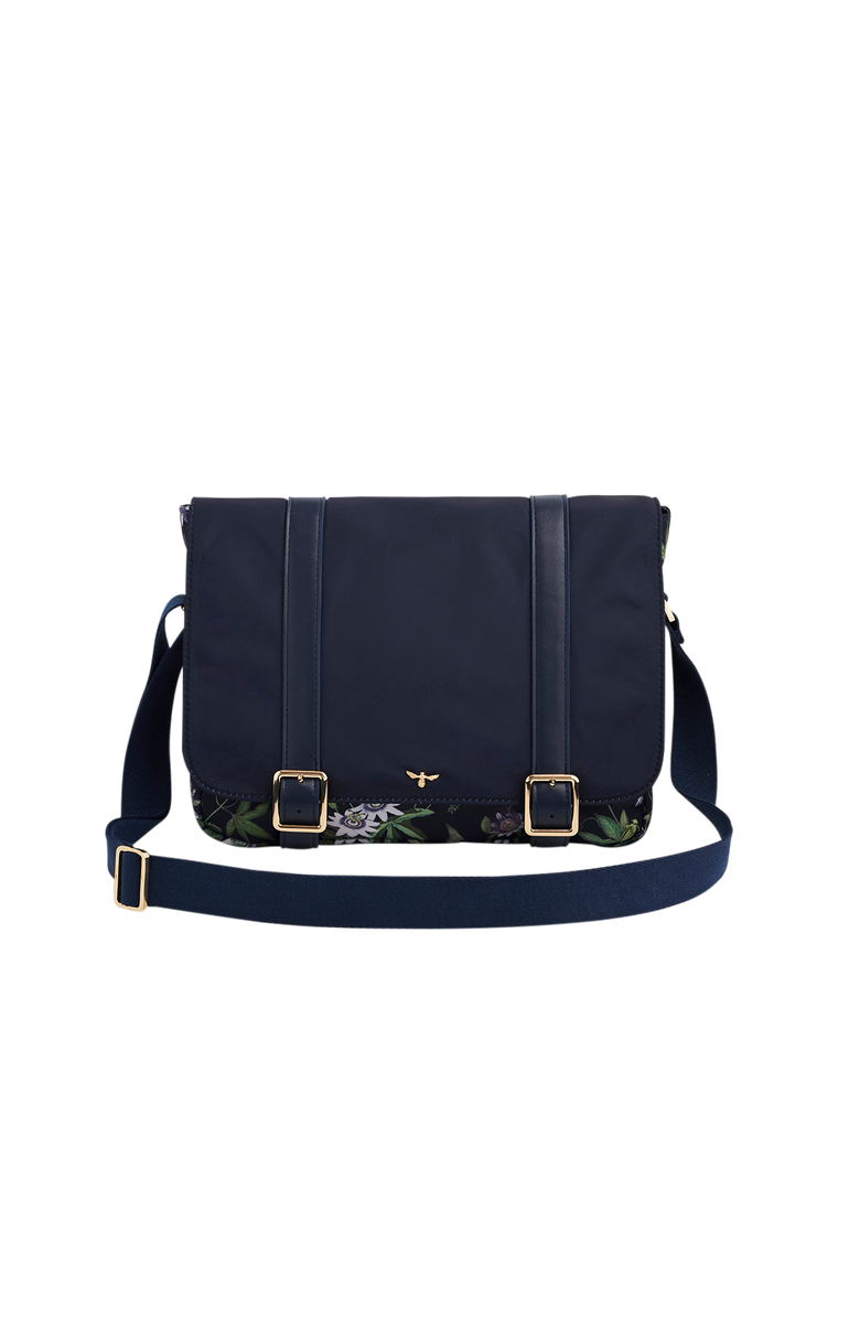 Fable England Passion Flower Satchel, Main, color, Navy